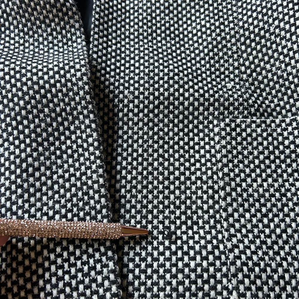 Tahari Black White Check Open Front Lined Blazer Size 14 - Picture 14 of 14